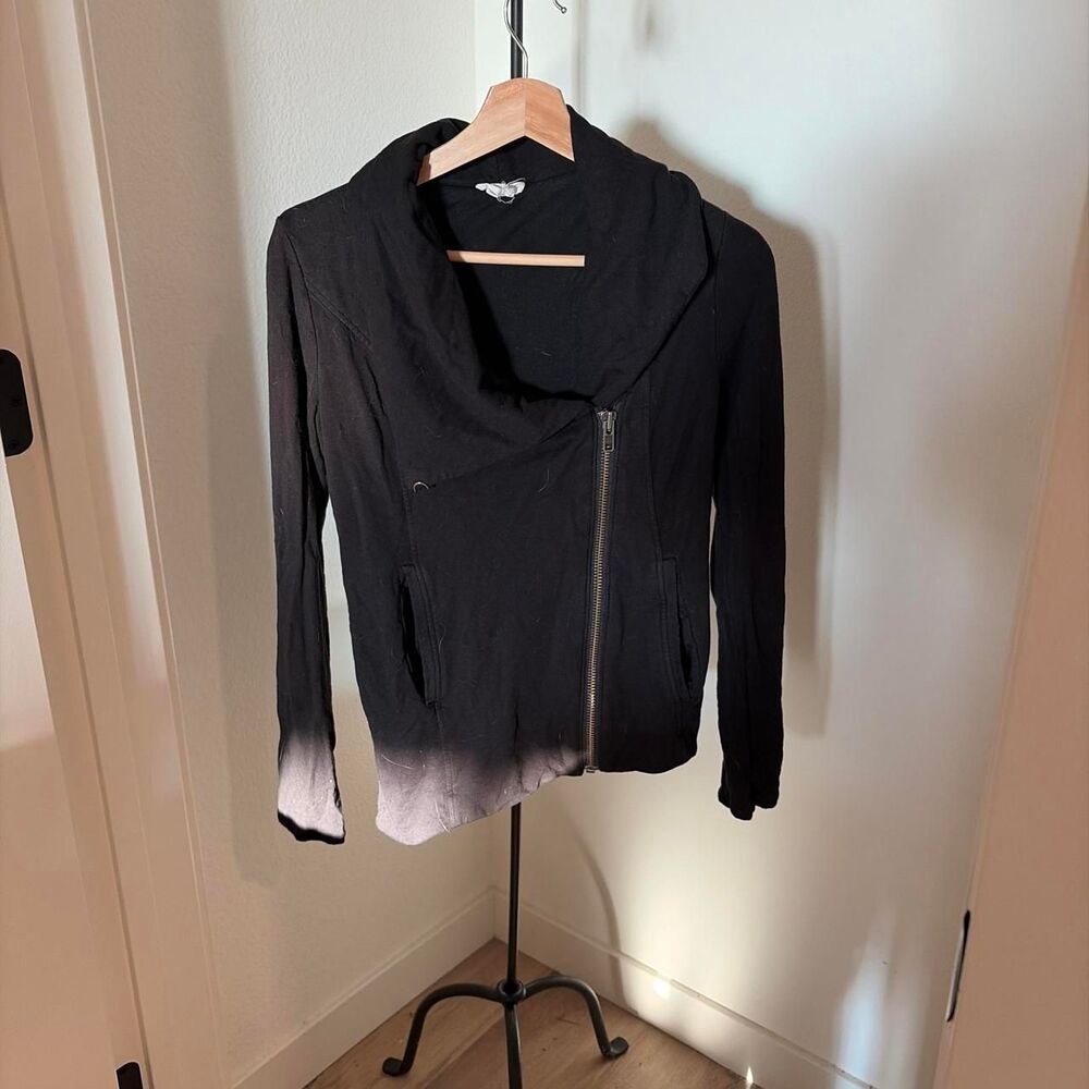 Helmut Lang Black Asymmetric Zip Draped Cardigan Jacket Size P / XS